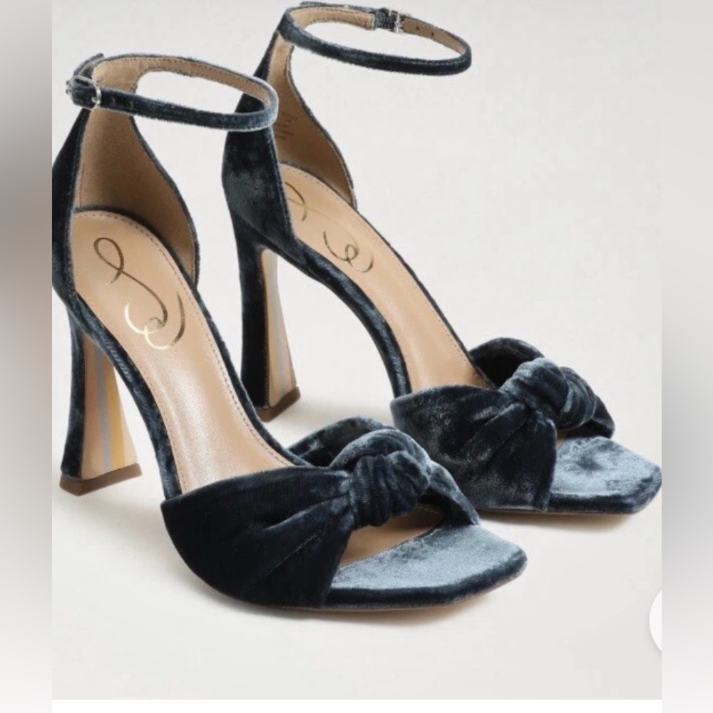 Sam Edelman Velvet Ankle Strap Heels - dark blue